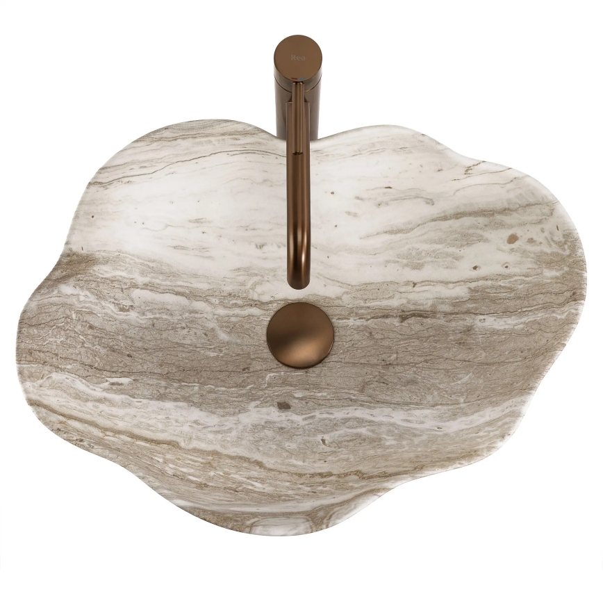 REA-U0618 - Umivalnik na pult PEARL 38x50,5 cm keramika/bež/imitacija kamna