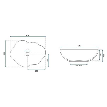 REA-U0618 - Umivalnik na pult PEARL 38x50,5 cm keramika/bež/imitacija kamna