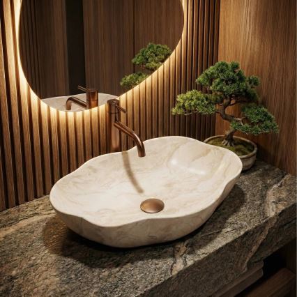 REA-U0619 - Umivalnik za pult PEARL 38x50,5 cm keramika/bež