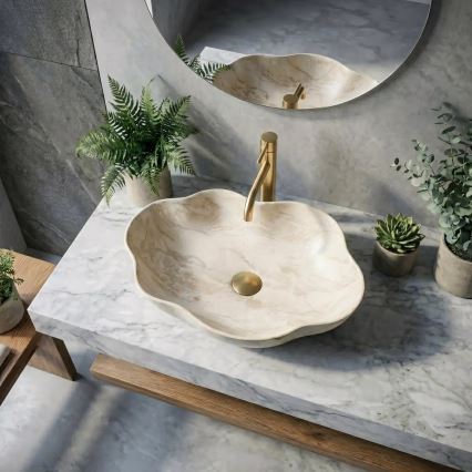 REA-U0619 - Umivalnik za pult PEARL 38x50,5 cm keramika/bež