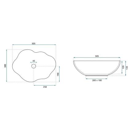 REA-U0619 - Umivalnik za pult PEARL 38x50,5 cm keramika/bež
