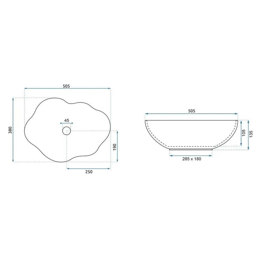 REA-U0619 - Umivalnik za pult PEARL 38x50,5 cm keramika/bež