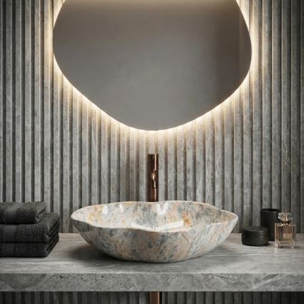 REA-U0620 - Umivalnik na pult PEARL 38x50,5 cm keramika/siva/bež/imitacija kamna