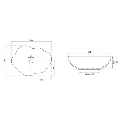 REA-U0620 - Umivalnik na pult PEARL 38x50,5 cm keramika/siva/bež/imitacija kamna
