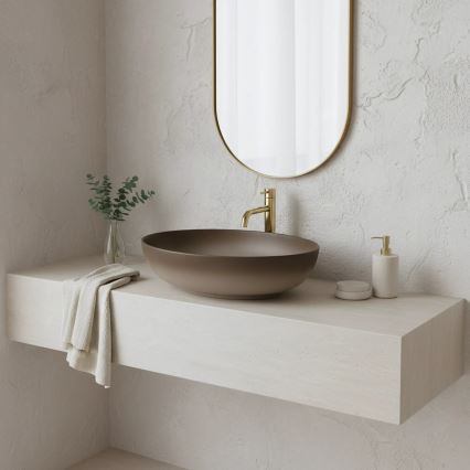 REA-U0627 - Nadpultni umivalnik CAROLA 39x51,5 cm keramika/rjava