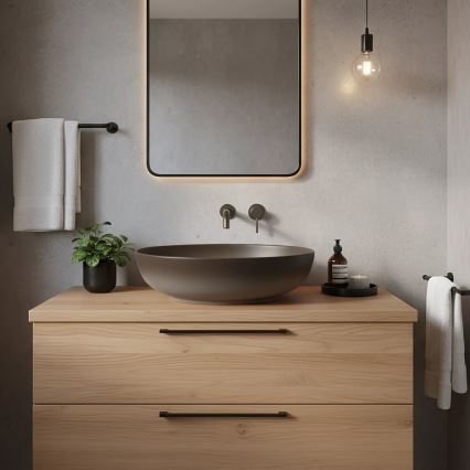 REA-U0627 - Nadpultni umivalnik CAROLA 39x51,5 cm keramika/rjava