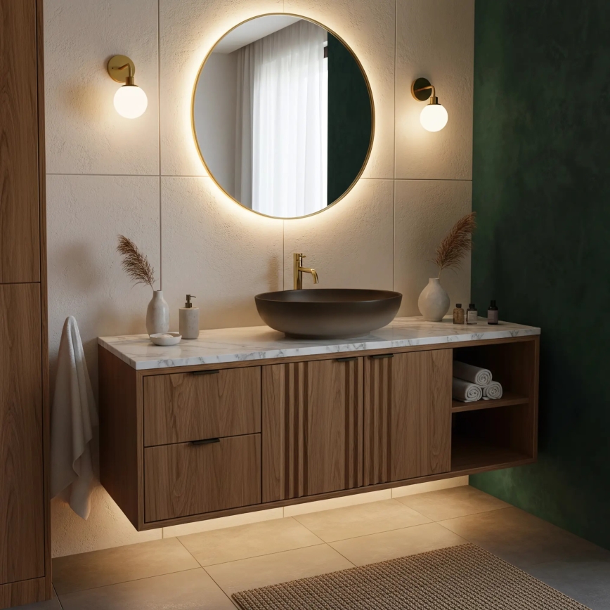 REA-U0627 - Nadpultni umivalnik CAROLA 39x51,5 cm keramika/rjava