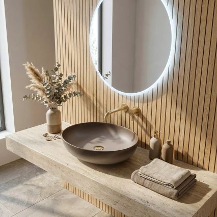 REA-U0627 - Umivalnik za na pult CAROLA 39x51,5 cm keramika/bežna/rjava