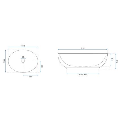 REA-U0627 - Umivalnik za na pult CAROLA 39x51,5 cm keramika/bežna/rjava