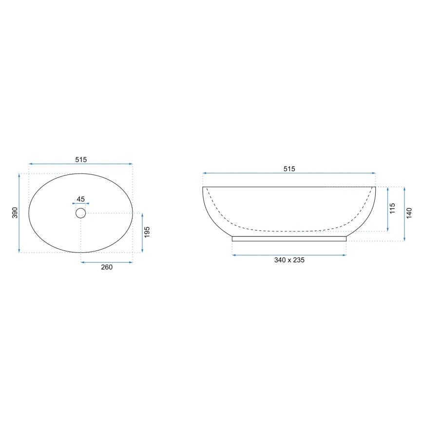REA-U0627 - Umivalnik za na pult CAROLA 39x51,5 cm keramika/bežna/rjava