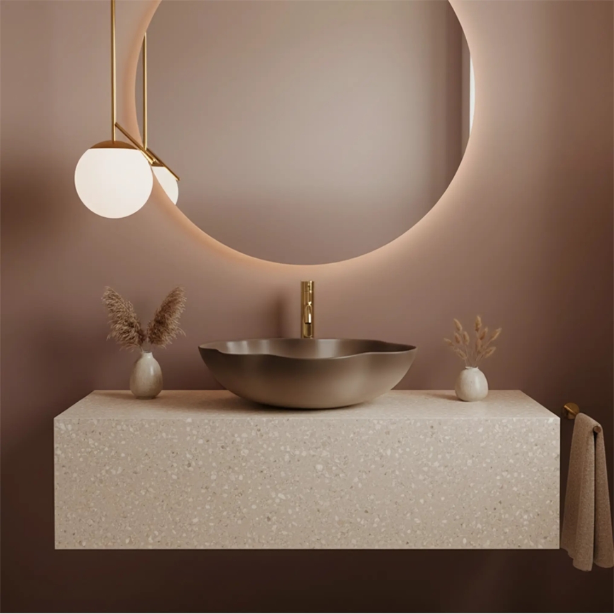 REA-U0629 - Umivalnik na pult PEARL 38x50,5 cm keramika/rjava