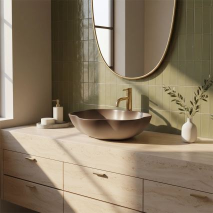 REA-U0629 - Umivalnik na pult PEARL 38x50,5 cm keramika/rjava