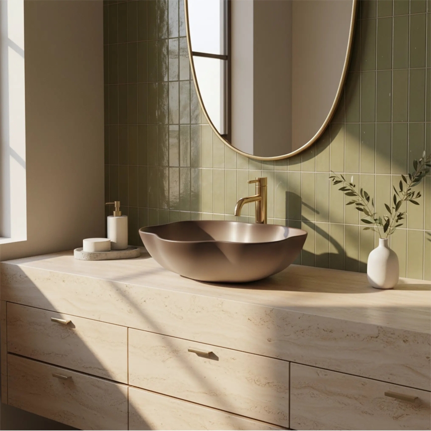 REA-U0629 - Umivalnik na pult PEARL 38x50,5 cm keramika/rjava