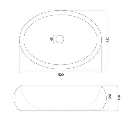 REA-U0634 - Umivalnik na pult MIKA GABRO 38x50 cm črna/imitacija kamna