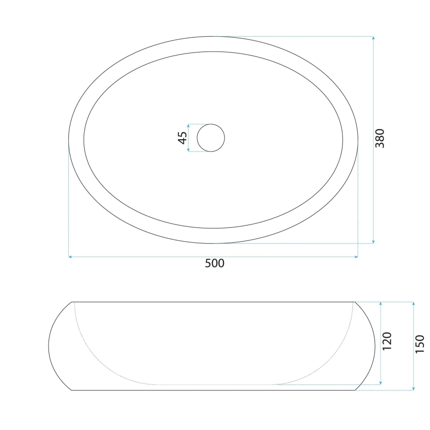 REA-U0634 - Umivalnik na pult MIKA GABRO 38x50 cm črna/imitacija kamna