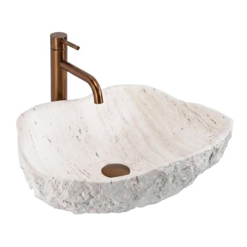 REA-U0642 - Pultni umivalnik ISLA 37x49 cm bela/bež/imitacija kamna