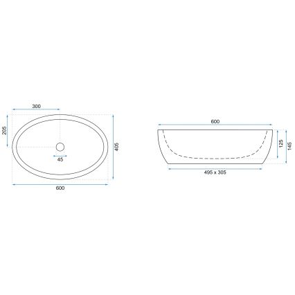 REA-U0656 - Nadpultni umivalnik MELANIA 40,5x60 cm keramika/sijajna bela