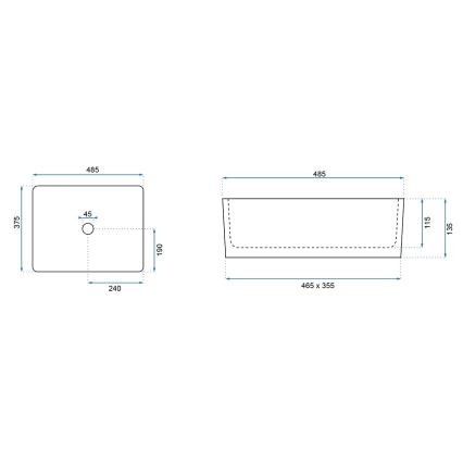 REA-U0669 - Namizni umivalnik ANITA 37,5x48,5 cm keramika/sijajna bela