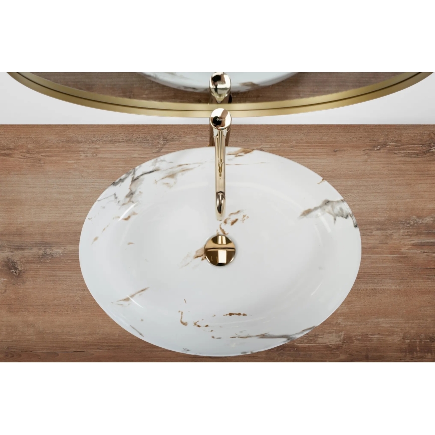 REA-U1232 - Nadpultni umivalnik QUEEN 41,5x55 cm keramika/imitacija kamna