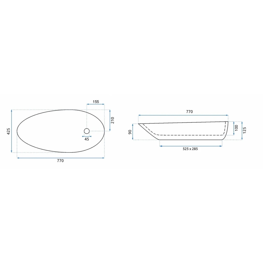 REA-U1500 - Umivalnik za pult GRETA 42,5x77 cm keramika/sijajna bela