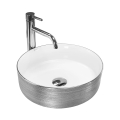 REA-U3304 - Pultni umivalnik SAMI, premer 36 cm, keramika/bela/srebrna