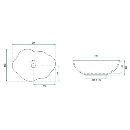 REA-U3309 - Umivalnik za na pult PEARL 38x50,5 cm keramičen/večbarven