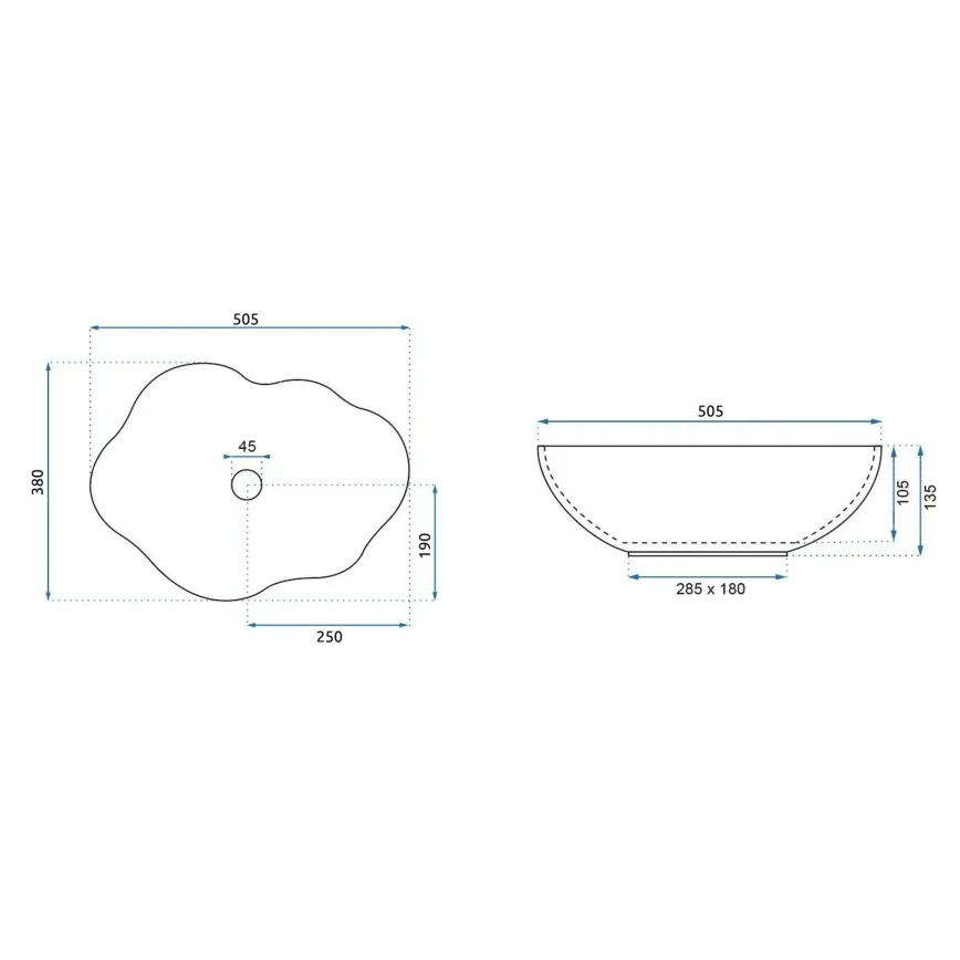 REA-U3309 - Umivalnik za na pult PEARL 38x50,5 cm keramičen/večbarven