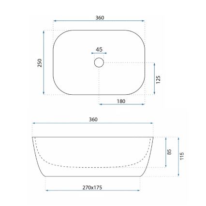 REA-U3321 - Nadpultni umivalnik BELINDA MINI 25x36 cm keramika/siva/imitacija kamna