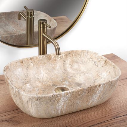 REA-U3323 - Pultni umivalnik BELINDA 33,5x46,5 cm keramika/imitacija kamna