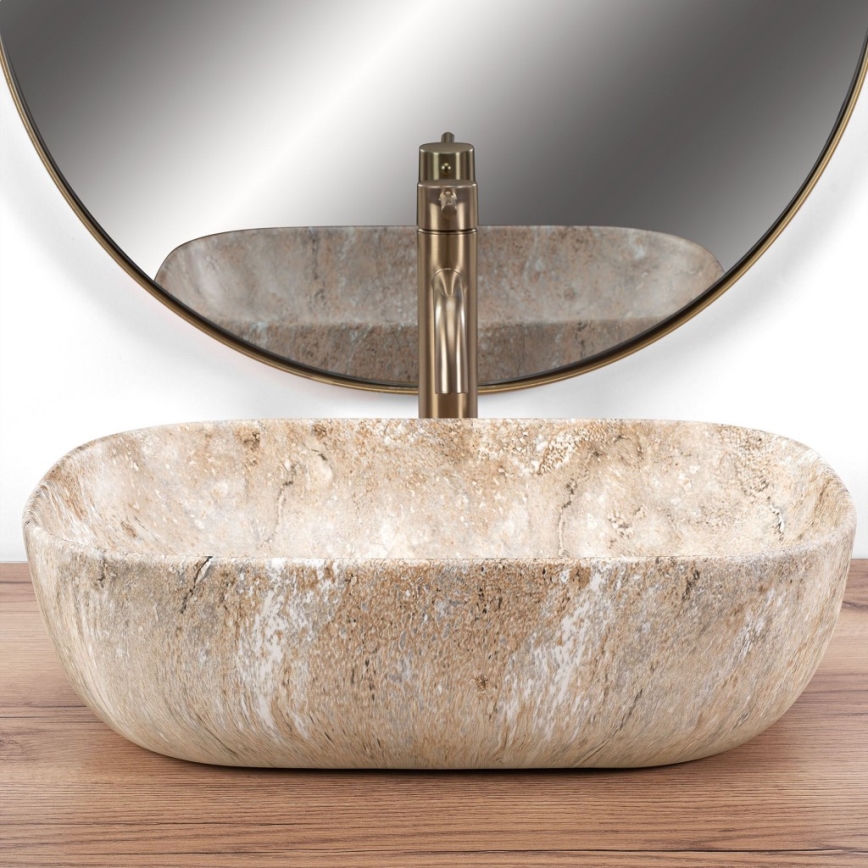 REA-U3323 - Pultni umivalnik BELINDA 33,5x46,5 cm keramika/imitacija kamna
