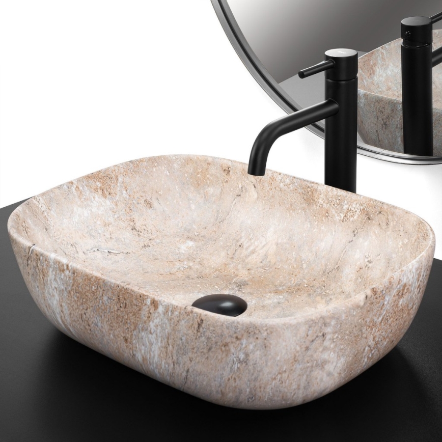 REA-U3323 - Pultni umivalnik BELINDA 33,5x46,5 cm keramika/imitacija kamna