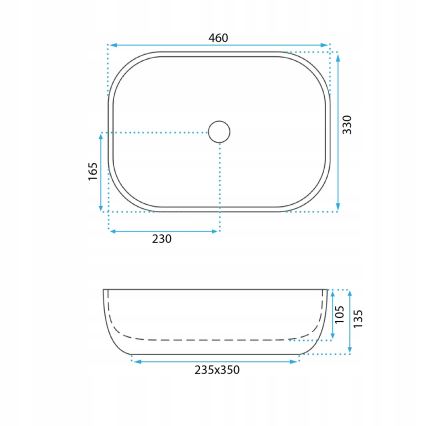 REA-U3324 - Umivalnik na pult BELINDA 33x46 cm keramika/siva/imitacija kamna