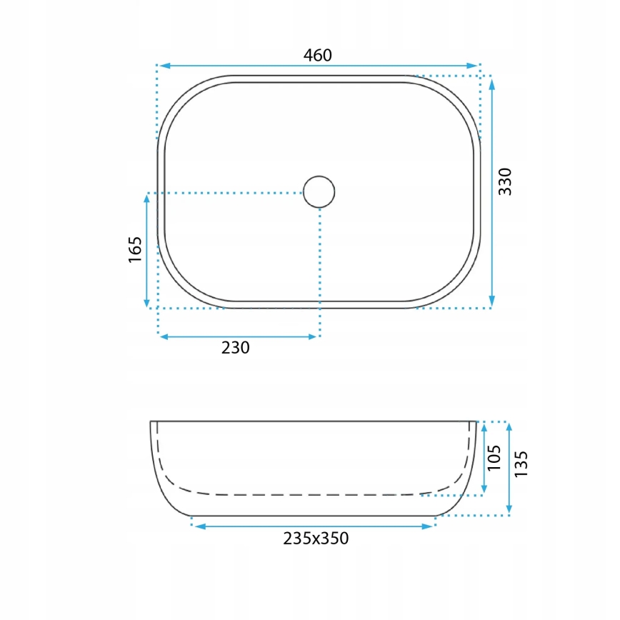 REA-U3324 - Umivalnik na pult BELINDA 33x46 cm keramika/siva/imitacija kamna