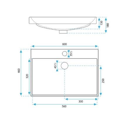 REA-U3326 - Vgradni umivalnik MANDY 46x60 cm keramika/sijajno bela