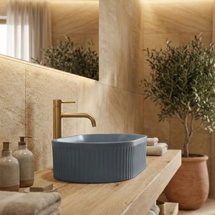 REA-U3535 - Umivalnik na pult VANDA 31 x 49 cm keramika/temno modra