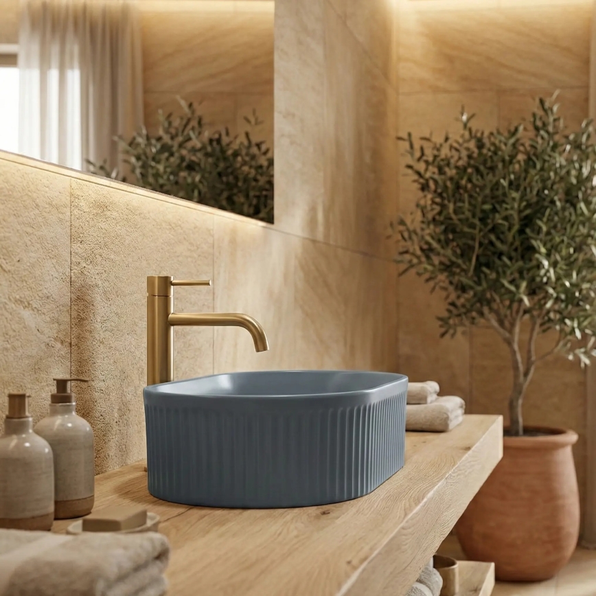 REA-U3535 - Umivalnik na pult VANDA 31 x 49 cm keramika/temno modra