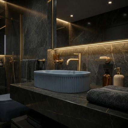 REA-U3535 - Umivalnik na pult VANDA 31 x 49 cm keramika/temno modra