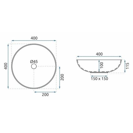 REA-U3608 - Nadpultni umivalnik JULIANA 40 cm keramika/bela/modra