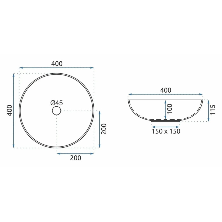 REA-U3608 - Nadpultni umivalnik JULIANA 40 cm keramika/bela/modra