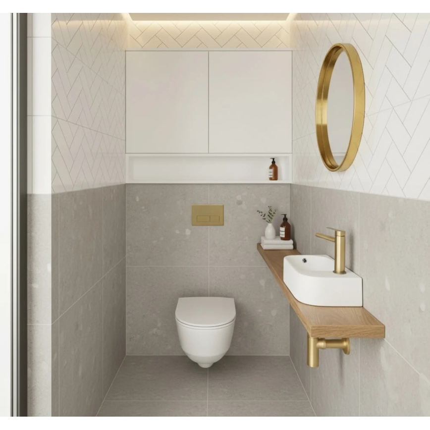 REA-U3610 - Umivalnik na pult/stenski ODETTA 25x51 cm keramika/sijajna bela