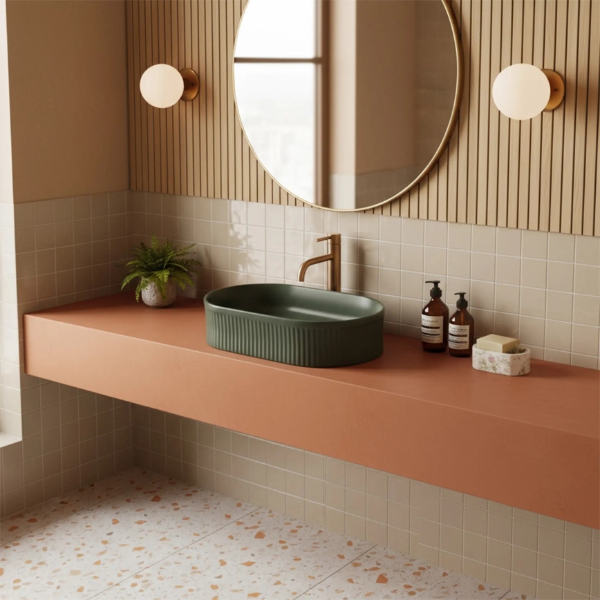 REA-U3611 - Umivalnik na pult VANDA 31x49 cm keramika/temno zelena