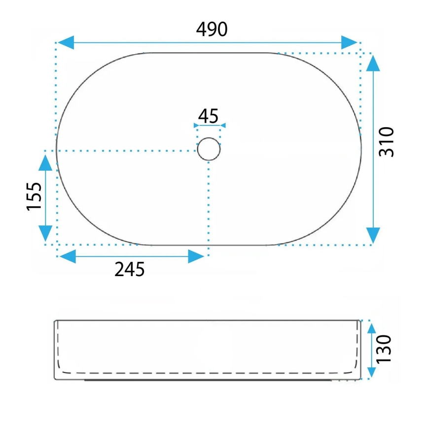 REA-U3611 - Umivalnik na pult VANDA 31x49 cm keramika/temno zelena