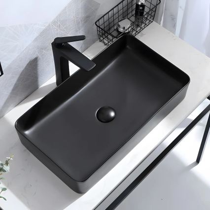 REA-U3690 - Nadpultni umivalnik DENIS 35x61 cm keramika/mat črna