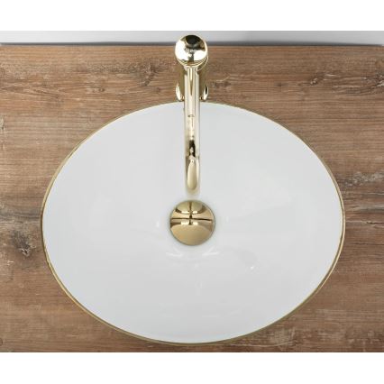 REA-U3697 - Pultni umivalnik SOFIA 34,5x41 cm keramika/bela/brušeno zlato