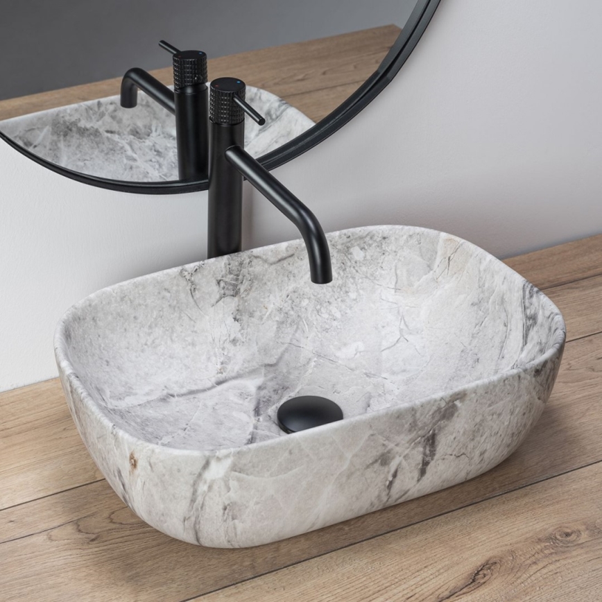 REA-U3800 - Namizni umivalnik LIVIA 33,5x46,5 cm keramika/siva/imitacija kamna