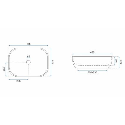 REA-U3801 - Pultni umivalnik LIVIA 33,5x46,5 cm keramika/siva/imitacija kamna