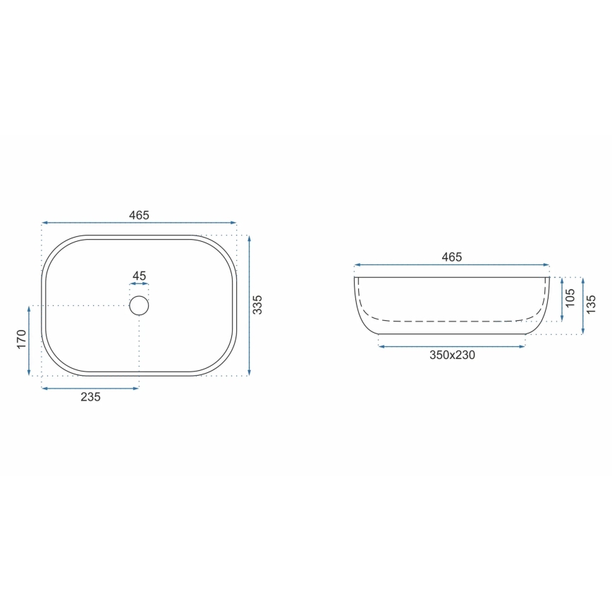 REA-U3801 - Pultni umivalnik LIVIA 33,5x46,5 cm keramika/siva/imitacija kamna