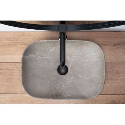 REA-U3802 - Umivalnik na pult LIVIA 33,5x46,5 cm keramika/siva/marmornati dekor
