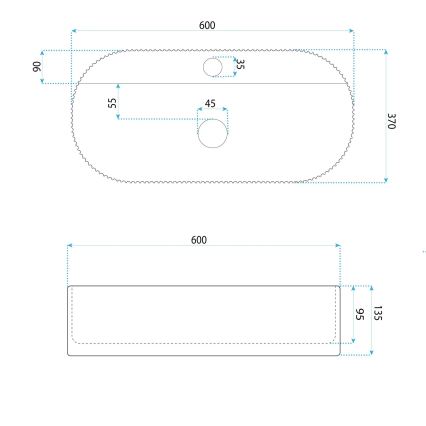REA-U4002 - Umivalnik na pult MARCELA 37x60 cm keramika/sijajna bela