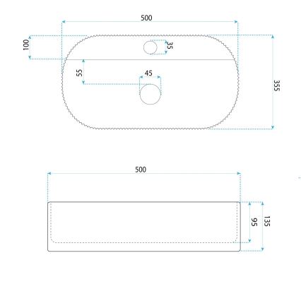 REA-U4003 - Nadpultni umivalnik MARCELA 35,5x50 cm keramika/sijajno bela